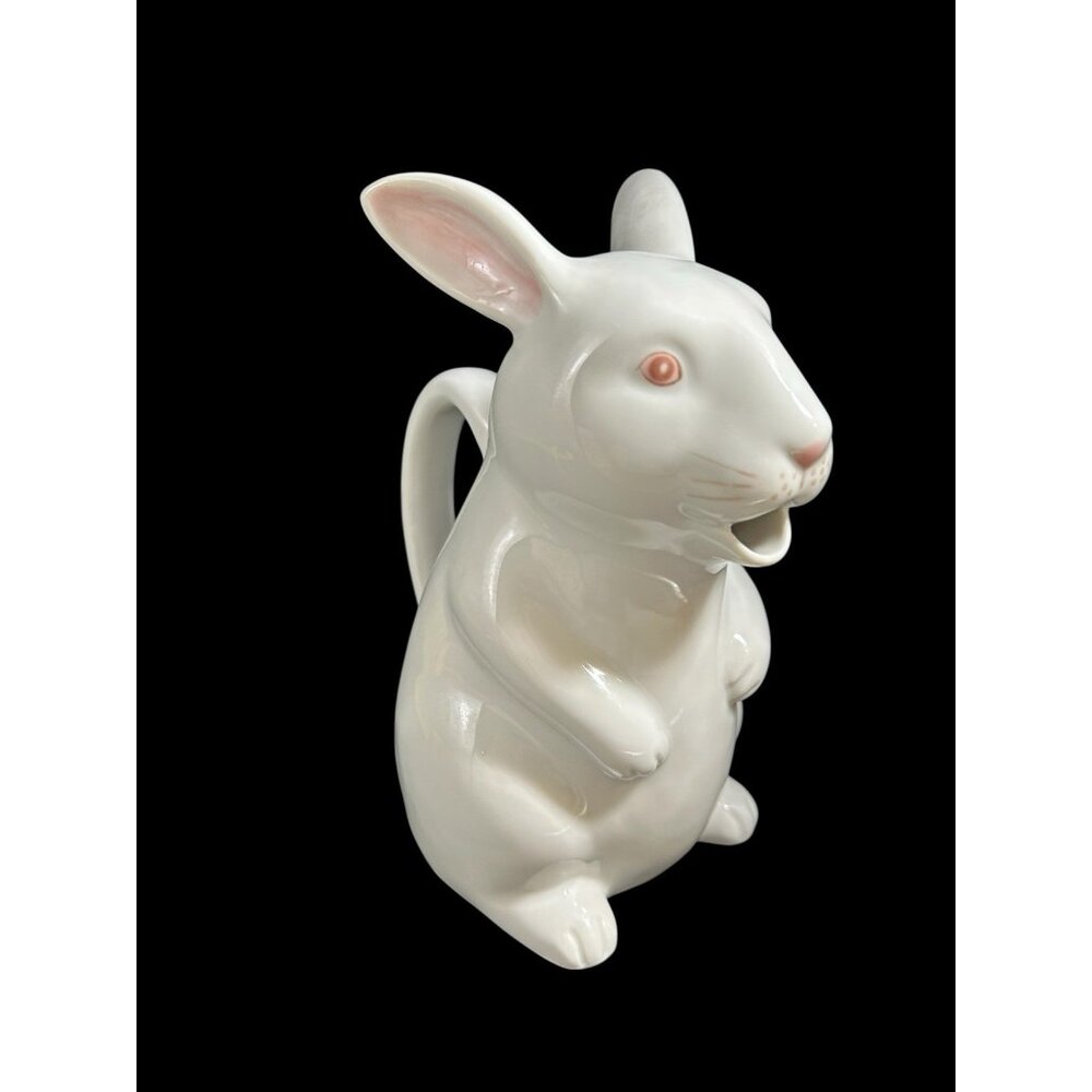 Vintage Ceramic Hand Painted Bunny Rabbit Watering Jug  Pitcher EUC